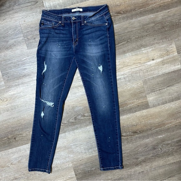 Kancan Jeans Women's 13/30 Mid Rise Destroyed Skinny - Picture 2 of 6